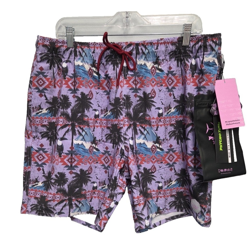 Psycho Tuna Board shorts Mens‎ XL Aztec Paradise Purple Rose NWT